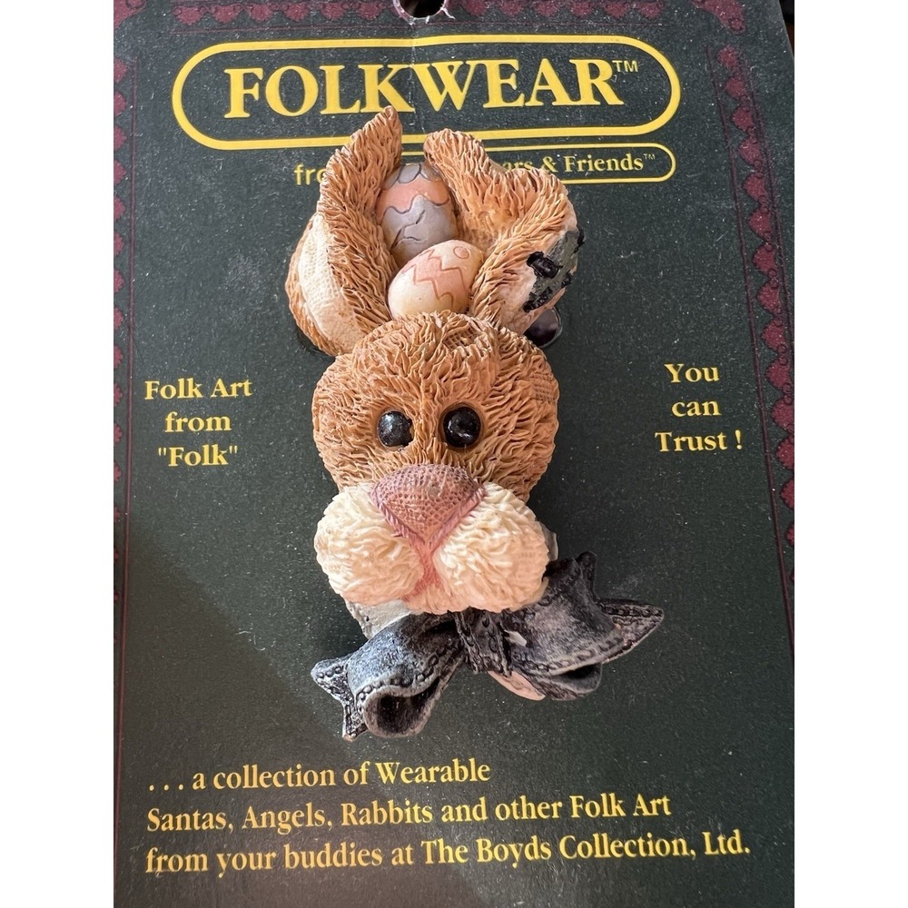 Vintage‎ 1995 Boyd's Bears & Friends FolkWear Bunny Rabbit Easter Spring Brooch